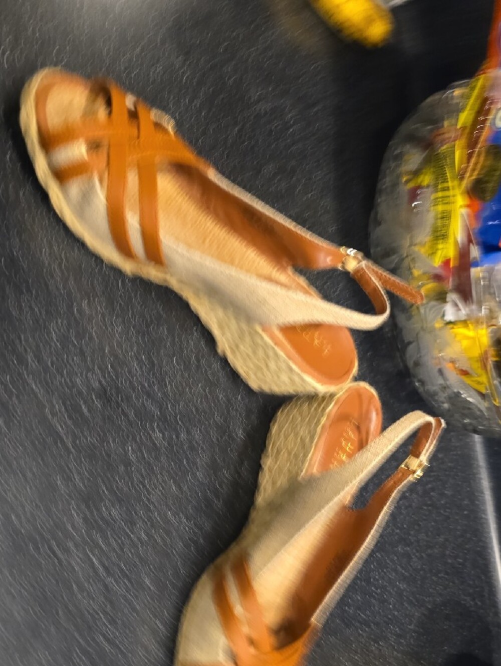 Lauren Ralph Lauren Cognac Leather Woven Espadrille Slingbacks - Picture 4 of 5